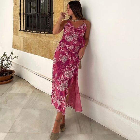 ZARA BLOGGER FAVORITE RUFFLED PRINT DRESS - Picture 3 of 15